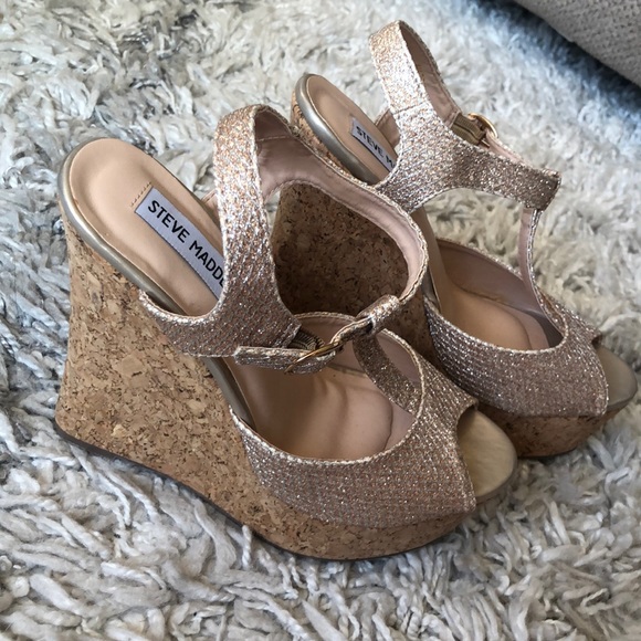 Steve Madden Havana Glitter Wedge Sz 6.5 - Picture 3 of 6
